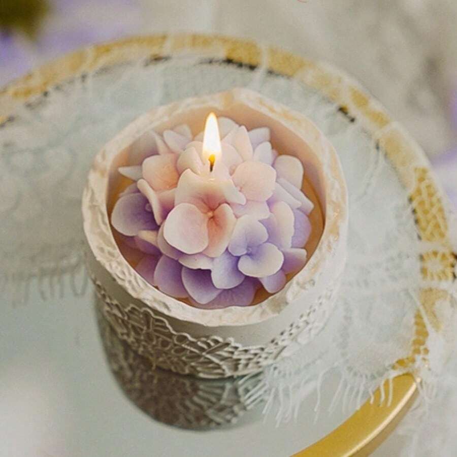 Vela Aromática en Vaso Hortensia 4 Fragancias a Elegir Decoración Perfume Hogar Relajación Aromaterapia Vela Premium Original Regalo Diseño Moderno Ambiente Personalizable - Lavanda - Ver 1
