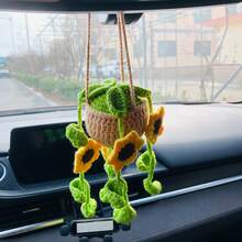 onEternal Handmade Sunflower & Ivy Hanging Decor, Car Interior Accessory, Mirror Ornament, Gift, Home Decor, Christmas & Halloween Gift