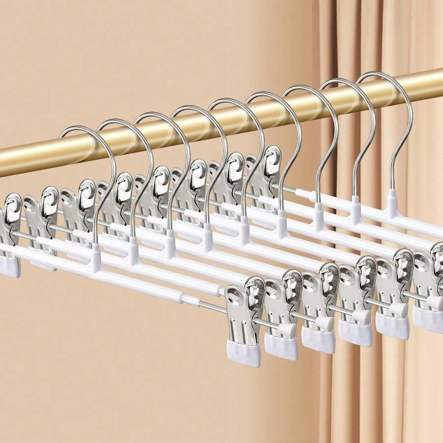 Kit 10 Premium Chrome Metal Clip Hangers For Skirts, Pants, Bermudas, Dresses Wholesale - 彩色 - 查看 1