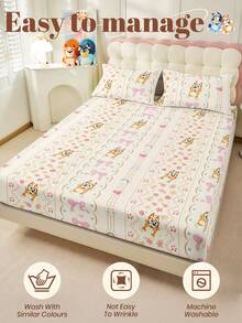 Bluey 1 bộ ga trải giường họa tiết người lùn xanh dương, bộ đồ giường họa tiết người lùn xanh dương dễ thương, tấm bảo vệ nệm, ga phủ giường, ga trải giường vừa vặn, đồ dệt gia dụng thoải mái, tấm bảo vệ nệm thoáng khí thân thiện với da, chống xù lông, ga phủ giường hoạt hình, trang trí nhà cửa, ga phủ giường trang trí - Màu trắng kem - Xem 7