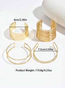 4 Stücke/Set Metallarmband Set im minimalistischen Sommerstrandstil, verstellbar