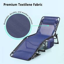 Outdoor Chaise Lounge Chairs Set Of 2, Portable Folding Pool Lounge Chair With 5-Position Reclining Back, Teslin Tanning Chair For Pool, Beach, Patio, Sunbathing - Blue - View 8