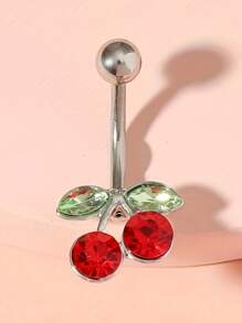 1pc Belly Button Ring Sexy Cherry Navel Piercing Body Jewelry, Popular Navel Piercing