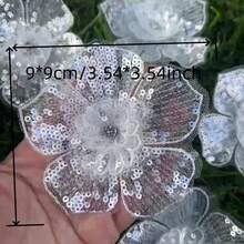 10 件，DIY 立体钉珠小花亮片花立体钉珠小花片鞋帽连衣裙服装配饰贴花，刺绣贴花熨烫热补丁用于夹克，缝制补丁用于服装背包牛仔裤 T 恤