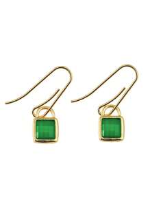 2 Stücke quadratische Smaragd-Ohrringe, Material aus goldfarbenem Metall, im eleganten Vintage-Stil, geeignet für Partys und den täglichen Gebrauch von Frauen