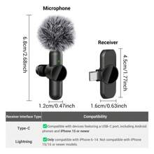 HITOZON Micrófono lavalier inalámbrico para teléfono, micrófono inalámbrico plug-and-play, micrófono de solapa para grabación de video, enseñanza, entrevistas, podcast y vlog