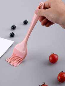 3pcs Silicone Oil Brush And Scraper Set, Pink Cream Scraper, Suitable For Baking