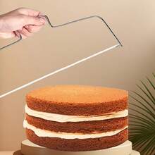 蛋糕切刀 金属丝分隔器 蛋糕切刀 不锈钢 33 厘米蛋糕切片器 不锈钢蛋糕压平器 2 线可调节高度切刀 蛋糕分层蛋糕 适用于糕点 - 彩色 - 查看 3