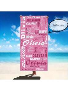 1 Stück individuell gestaltbares Strandtuch mit modernem Schriftdesign - Aus superweichem Polyestermaterial, rechteckiges gewebtes Design, personalisierter Textkunst-Handtuch, geeignet für Pool, Spa, Sommerreisen, unverzichtbares Reiseutensil, Strandaccessoire, vielseitig einsetzbar, dekorativ, wiederverwendbar, elegant und modisch, intensive Farben, moderner Stil, individuell gestaltbar, personalisiert, einzigartig, ideales Geschenk für Ihn oder Sie, passend für Freund, Vater, Freundin - Verschiedenfarbig - Übersicht 11