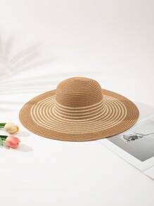 1 Pieza Sombrero de Paja + 1 Pieza Bolso, Conjunto Casual de Vacaciones