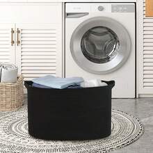 Extra Large Rectangle Storage Basket, 23.6" X 17" X 12" Black Blanket Basket Living Room, Big Cotton Rope Shoe Blanket Storage Bin, Woven Kids Dog Toy Bin Box Organizer, Wicker Laundry Basket - 黑與白 - 查看 9