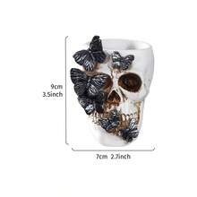 1pc Gothic Retro Butterfly Skull Shaped Decorative Storage Pen Holder, Antique Style Resin Butterfly Skull Decor, Desktop Organizer, Home Decor For Halloween, Suitable For Bookshelf, Vanity, All Season Halloween Decor Fall Decor Room Decor - Multicolor - View 14
