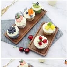 红木托盘，家用水杯架，办公室咖啡托盘，水果和零食餐盘 - 彩色 - 查看 3