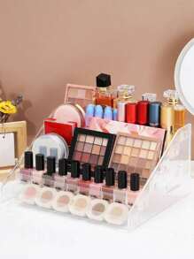 Acrylic Clear Multi-Layer Makeup Organizer - Cosmetic Storage Rack For Nail Polish, Eyeshadow Palettes & More - Polished Finish, Portable Design For Bathroom Organization