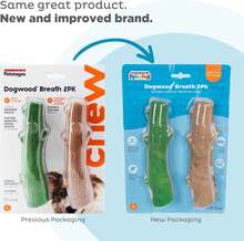 Outward Hound Dogwood Wood Durable Dog Chew Toys, Real Wood &Amp; Calming Hemp, 2-Pack, Medium