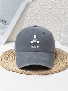 1 Stück Herren süße kleine Totenkopf Hanteln Design verstellbare vintage zerstörte Outdoor Sport Baseball Kappe, geeignet für den täglichen Gebrauch, Frühling/Sommer/Herbst/Winter