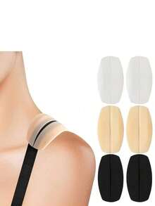 2pcs/6pcs Silicone Bra Strap Clips, Nude + White + Black, Non-Slip Shoulder Pads, Soft Invisible Bra Strap Protectors, Invisible Non-Slip Fixation For Bra Underwear To Prevent Straps From Falling Off, Traceless Artifact Shoulder Pads, Silicone Decompression Shoulder Pads