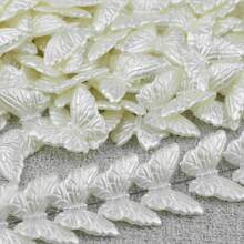 10/30/50/100pcs White Acrylic Beads With Butterfly, Heart, Clover, Water Drop Shapes, Perforated Spacer Beads For DIY Jewelry, Accessories, Hair Decoration, Earrings, Garments, Phone Chains