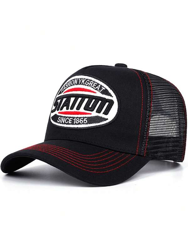 1pc Unisex Retro Letter Embroidery Baseball Cap, Contrast Color Outdoor Casual Sun Hat For Women & Men