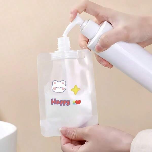 30ml/50ml/100ml Refillable Squeeze Bottles For Lotions And Creams, Portable For Travel, Comes With Text Labels And Cartoon Stickers