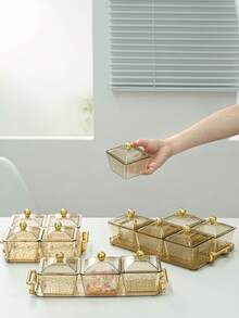 Bộ 1 hoặc 3/4/6 khay đựng bánh quy bán lẻ, bộ đồ dùng tiệc tùng, ngày lễ, có thể tái sử dụng. - Màu nâu - Xem 12