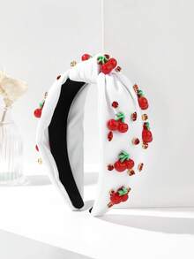 1 Peça Faixa de Cabelo com Laço Largo de Tecido com Estampa de Frutas, Tiara de Uso Diário, Faixa de Cabelo para Mulheres, Acessórios de Cabelo, Diadema