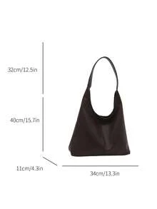 2025 Fashionable Solid Color Commuter Tote Bag, Minimalist Niche Design Underarm Bag, Stylish Large Capacity Shoulder Bag - Coffee Brown - View 9