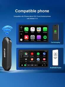 XUDA Android 14 2025 NEW Wireless CarPlay And Android Auto Smart Box 3in1 Quad Core 2GB+16GB/4GB+32GB /4GB+64GB Plug And Play Built-In Apps Support 98% Of Original Wired CarPlay Or Wired Android Auto Cars