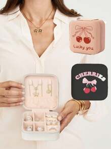 1pc Jewelry Box, Large Capacity Jewelry Storage Box, Jewelry Organizer Box, Miniature Jewelry Case, Jewelry Savings Box, Portable Travel Jewelry Box, Makeup Box, Various Jewelry Boxes,Simple Travel & Home Jewelry Box For Women Storage Organizer Travel Essentials Back To School Dormitory Storage