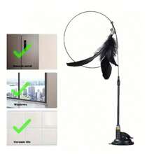 Cat Teaser Toy - Interactive Bell & Feather Wand - Long Suction Cup Pole For Exciting Playtime Adventures - Ultimate Cat Toy