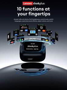 Lenovo 联想 LP70PRO 智能蓝牙耳机，入耳式，立体空间音效，高品质音频，长电池寿命，ENC 降噪，高清通话，游戏模式，低延迟，无线耳塞，兼容智能手机和电脑 - 彩色 - 查看 3