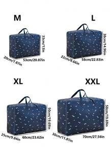 1pc Cat Pattern, Rocket Pattern, Small Fish Pattern Quilt Storage Bag With Large Capacity, Waterproof And Moisture-Proof, Organizing And Packing Clothes, Luggage Bags For Moving, And Quilt Bags - Blue - View 3