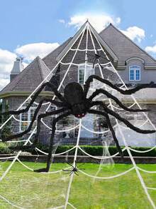 1 Piece, Black Spider Halloween Ghost Festival Decoration Item, 150cm Super-Large Spider, Bar Courtyard Decoration Prop, Simulated Plush Spider, Halloween Indoor And Outdoor Decoration Prop