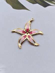 1pc Stainless Steel Enamel Starfish Shape Pendant, DIY Ocean Style Necklace Charm