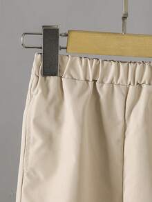 两件套幼儿男童半拉链长袖上衣和裤子套装，休闲运动风格，秋冬 - 卡其色 - 查看 7