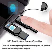 Lenovo Ổ đĩa flash USB TFU301 Kết nối trực tiếp điện thoại di động USB3.0 + Type-C Giao diện kép nhận dạng vân tay để ngăn rò rỉ Máy tính / điện thoại di động / máy tính bảng phổ thông Thân máy chống sốc bằng kim loại Niken ngọc trai - Ngọc trai niken - Xem 4