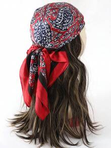 1 件女士优雅佩斯利图案缎面围巾，70*70 厘米，波西米亚风格，适合日常穿着