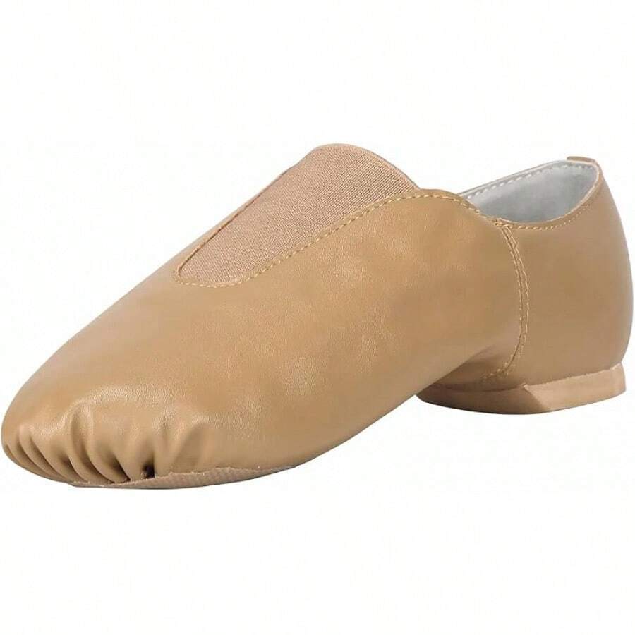 Unisex PU Leather Upper Slip-On Jazz Shoe With Up Elastic For Women And Men's Dance Shoes-UPD-2025 - 棕色 - 查看 1