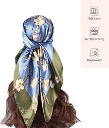 35 Inches Silk Head Scarf-Satin Hair Scarves Silk Bandana Scarf Headscarf For Women's Fashion Scarveshalloween - 蝴蝶花 - 查看 8