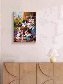 1 bức tranh đính đá DIY, thêu hình chó và động vật, trang trí nhà cửa, khoan đầy đủ, 11,8*15,7in/30*40cm - Nhiều màu - Xem 5