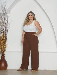 Duna Plus Size Trousers - 鏽棕色 - 查看 3