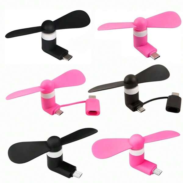Mini Mobile Phone Fan Micro /USB Type C Port/2 In 1 Mobile Phone Fan Compatible With Smartphones And Tablets Fan,Portable Colorful Powerful Fan,No Noise/Mini/Energy Saving/Power Saving