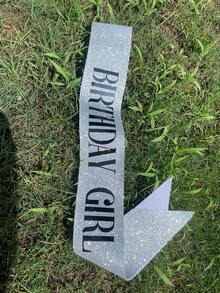 1pc Silver Birthday Party Sash, Birthday Ceremony Decoration - Bright Silver - View 7