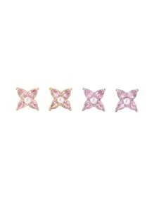 1 Pair S925 Sterling Silver Zirconia Flower Simple Elegant Elegant Versatile Earrings Studs, Ideal For Women, Daily, School, Commute, Jewelry Gift For Classmates, Sisters, Daughters, Birthday