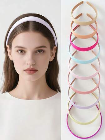 1件装女士休闲百搭纯色布艺发带，发箍，发圈，家居护肤发带发饰