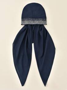 1 Stück Damen Einfarbiger Kopftuch mit vielen Strass, modischer atmungsaktiver Kopfschal, Lässig & Elegant Kopftuch geeignet für den täglichen Gebrauch & vielseitig
