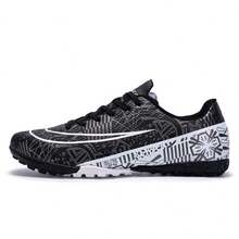Zapatos de fútbol para hombres, estudiantes y niños, zapatos de entrenamiento de césped, zapatos de fútbol para exteriores, unisex - Negro - Ver 2