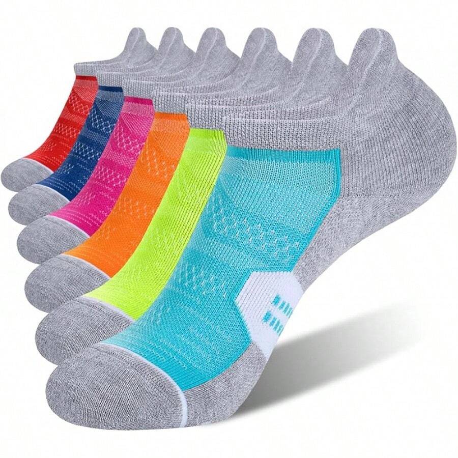 6 Pack Women's Ankle Running Socks Cushioned Low Cut Tab Athletic Socks Popular Comfortable - 灰色多色 - 查看 1