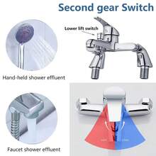 Shower Faucet Set, Chrome Sink, Shower Head, Shower Mixer, Faucet Handle Set, Faucet - Silver - View 5