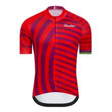 RAUDAX Maillot de cyclisme d'été à rayures rouges Raudax, chemise de sport de vélo de montagne respirante pour l'extérieur, vêtements de cyclisme sur route à manches courtes